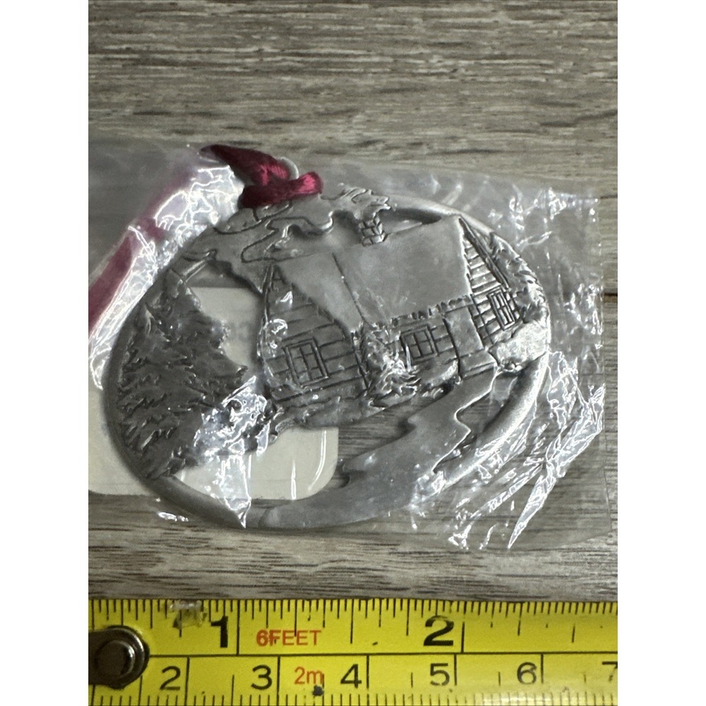 SEAGULL PEWTER LOG CABIN Christmas‎ Ornament Nos Etain Zinn Canada